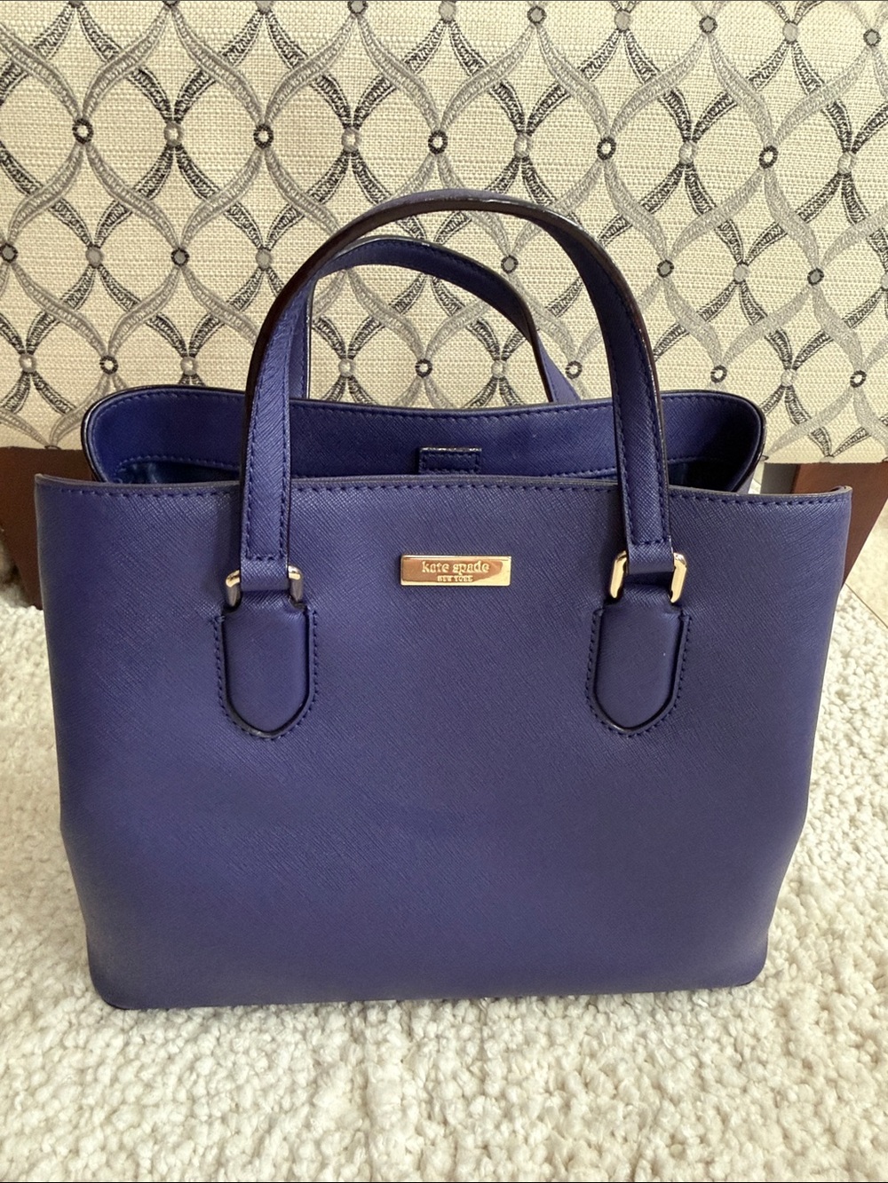 kate spade deep purple saffiano leather tote